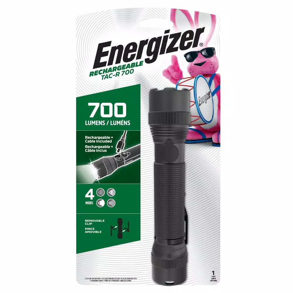 Energizer TAC-R 700 Rechargeable LED Tactical Flashlight, 700 Lumens, Aircraft-Grade Aluminum