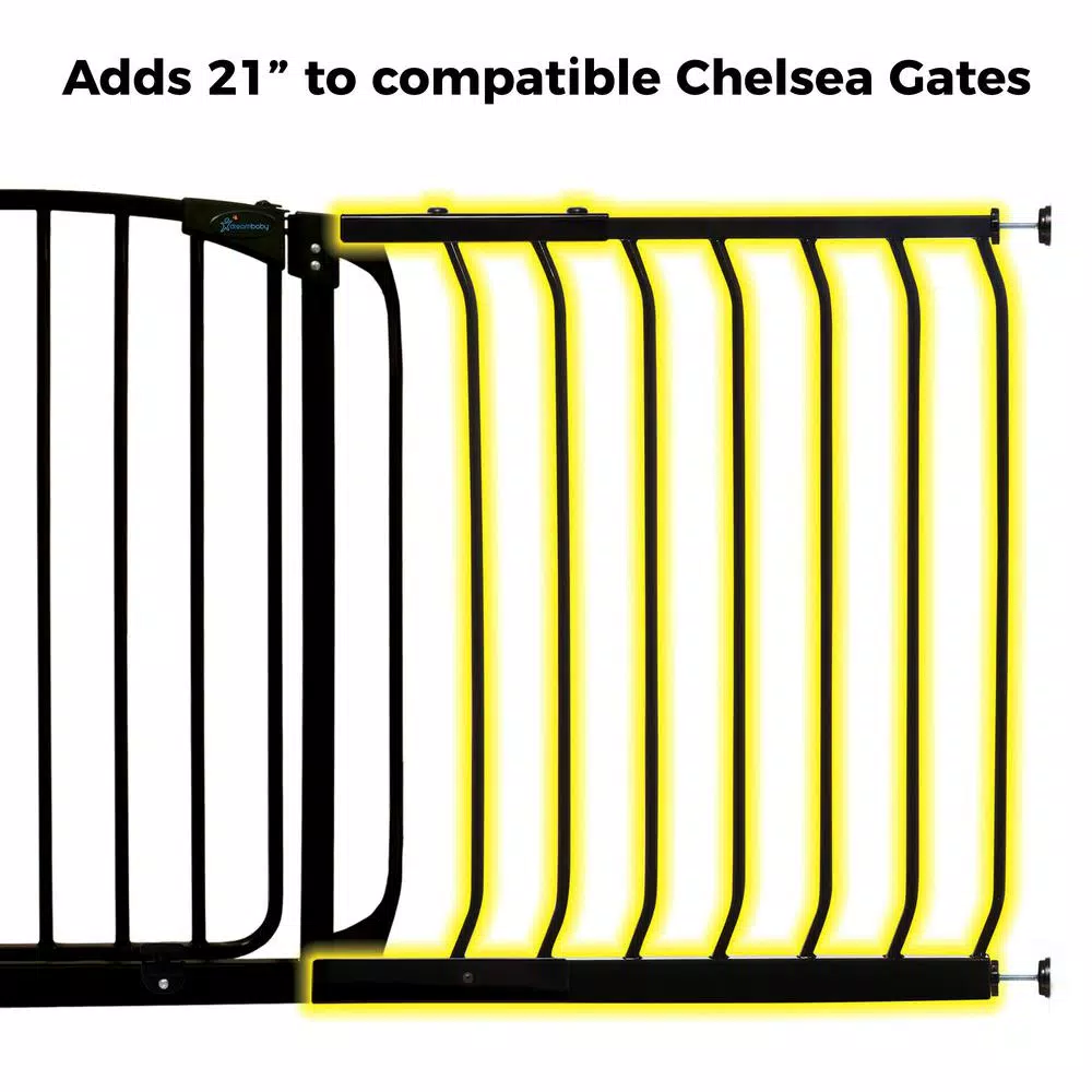 Dreambaby 21 in. Gate Extension for Chelsea Series Standard Height Child Safety Gates, Black