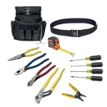 Klein Tools 12-Piece Electrical Tool Set with Pliers, Screwdrivers, Tape Measure, and Tool Pouch thumbnail 1