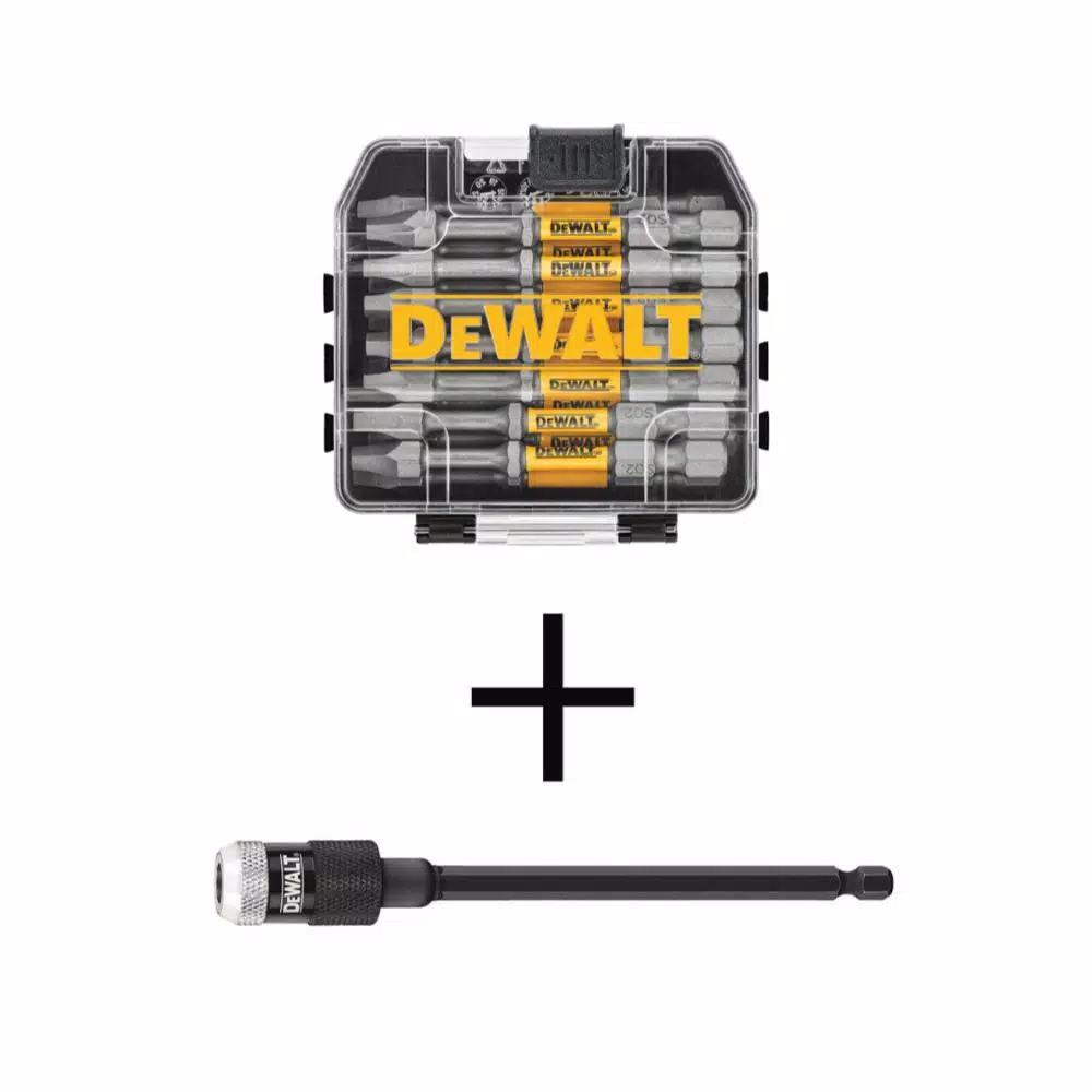 DEWALT Max Impact 2.5 in. #2 Square Bits, 15-Piece Set with Storage Case and 6 in. Bit Holder