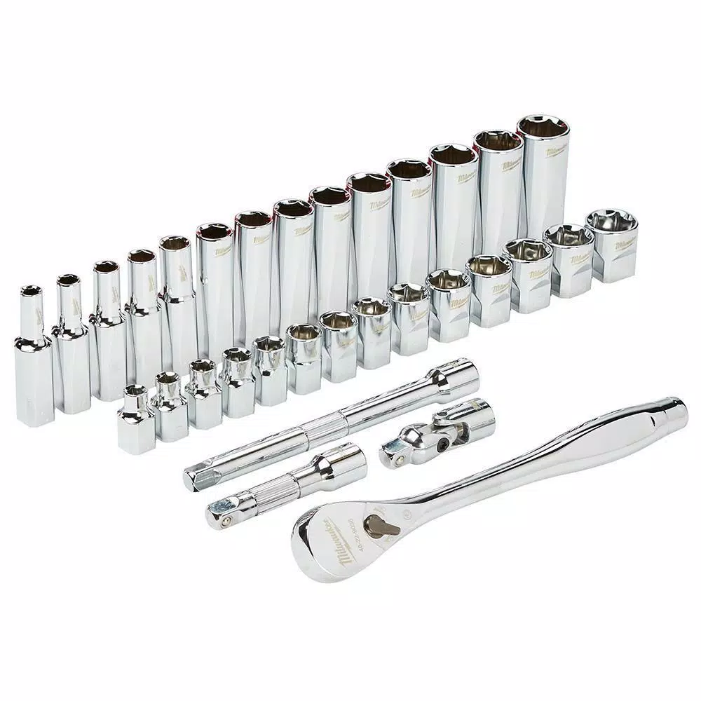 Milwaukee 60-Piece 3/8 in. Drive SAE & Metric Ratchet and Socket Set with PACKOUT Organizers
