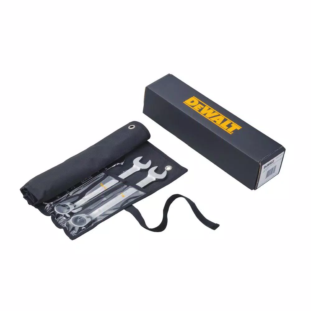 DEWALT 12-Piece SAE Reversible Ratcheting Wrench Set, 72-Tooth Full Polish Chrome