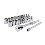 GEARWRENCH 22-Piece 1/4 in. Drive SAE/Metric Ratchet and Socket Set thumbnail 1