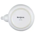 BonJour Wayfarer 4-Cup Matte White Ceramic Teapot with Stainless Steel Infuser and Teak Wood Accents thumbnail 3