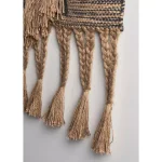 LR Home Rustic Natural and Black Fringed Wall Tapestry - Hand-Loomed Jute and Cotton Wall Hanging thumbnail 6