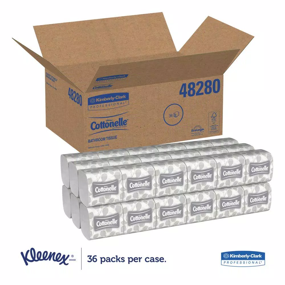Kleenex Hygienic 2-Ply Bath Tissue, 250 Sheets per Pack, Case of 36 Rolls