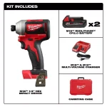Milwaukee M18 18V Brushless Cordless 1/4 in. Hex Impact Driver Kit with Two 2.0 Ah Batteries and Charger thumbnail 2