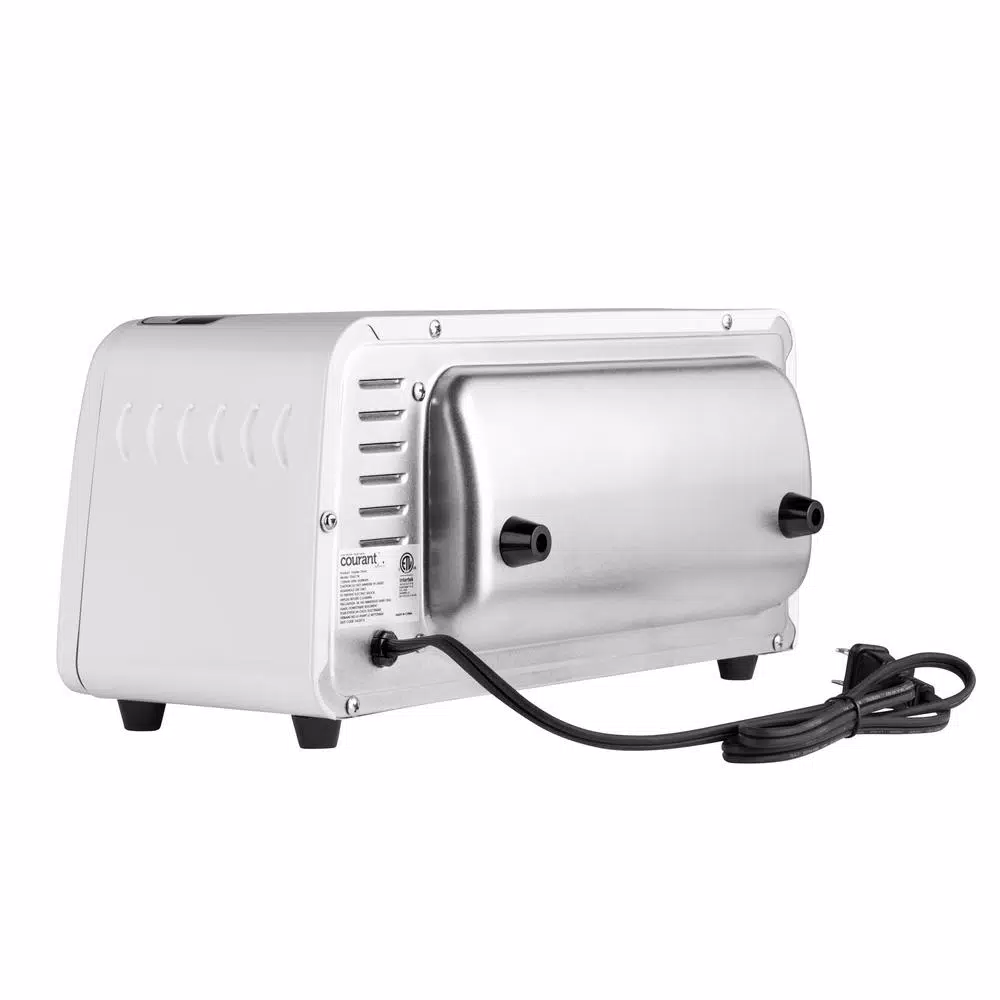 Courant Compact 650W 2-Slice White Toaster Oven with Bake Tray and Toast Rack