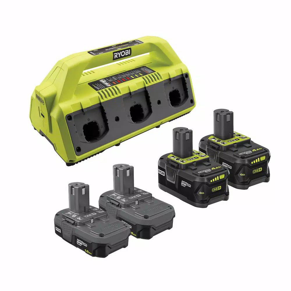 RYOBI 18V ONE+ 6-Port IntelliPort Supercharger Kit with (2) 1.5 Ah and (2) 4.0 Ah Batteries