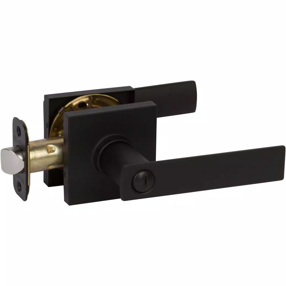 Delaney HK Series Black Contemporary Straight Privacy Door Lever - Modern Interior Lock