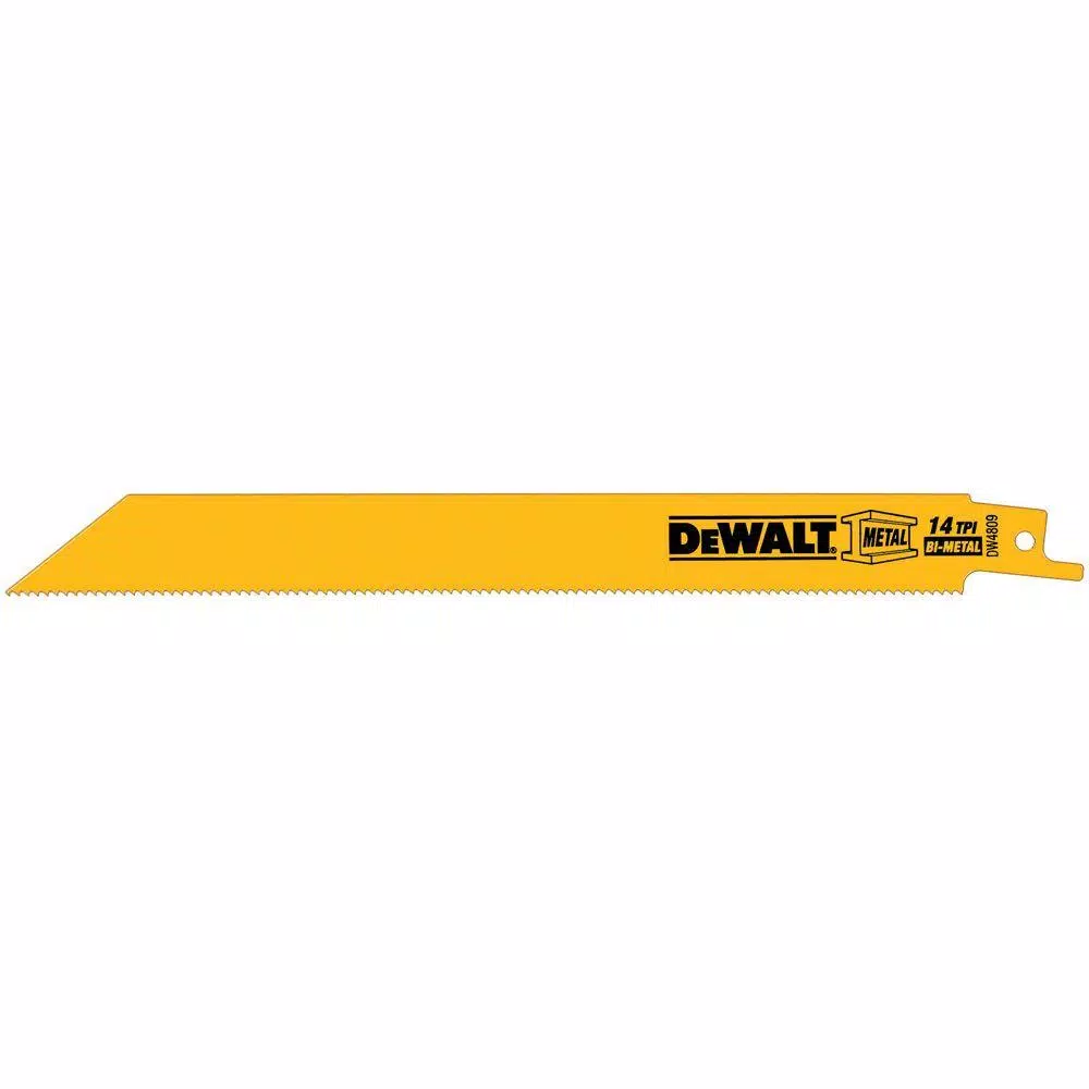 DEWALT 8 in. Bi-Metal Reciprocating Saw Blade, 14 TPI, Straight Back (5-Pack)