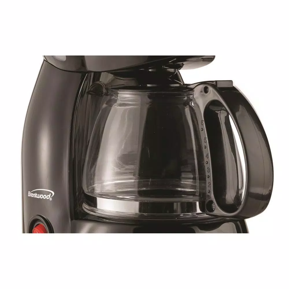 Brentwood 4-Cup Black Drip Coffee Maker with Tempered Glass Carafe