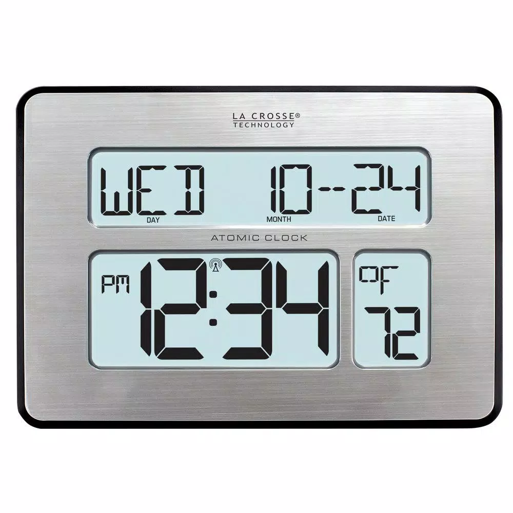 La Crosse Technology Atomic Full Calendar Digital Wall Clock with Extra Large Digits and Backlight