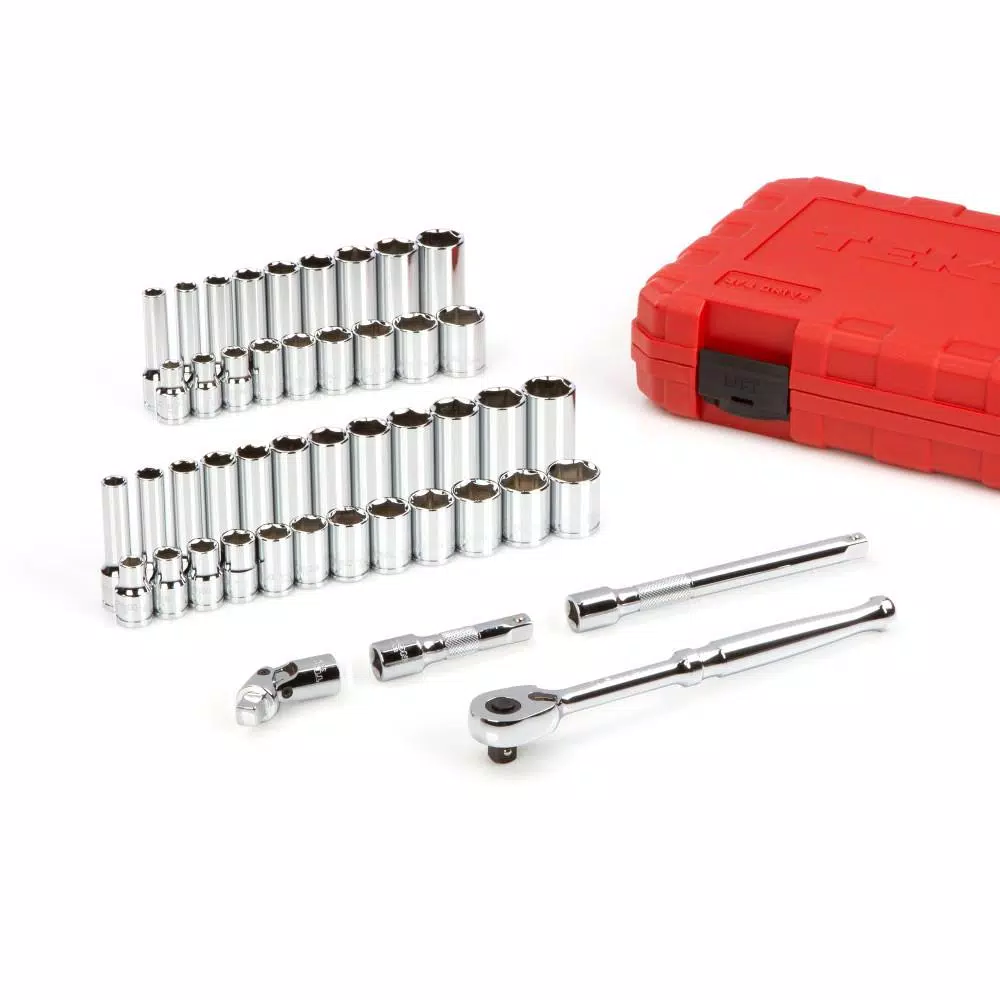TEKTON 47-Piece 3/8 in. Drive 6-Point Socket and Ratchet Set (SAE & Metric)