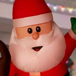 Airblown 6.5 ft. Animated Airblown Inflatable Santa and Reindeer Rodeo Scene with Lights thumbnail 4
