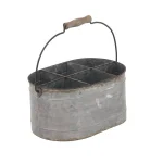 LITTON LANE Distressed Silver Iron 6-Bottle Oval Wine Caddy with Fir Wood Handle thumbnail 6