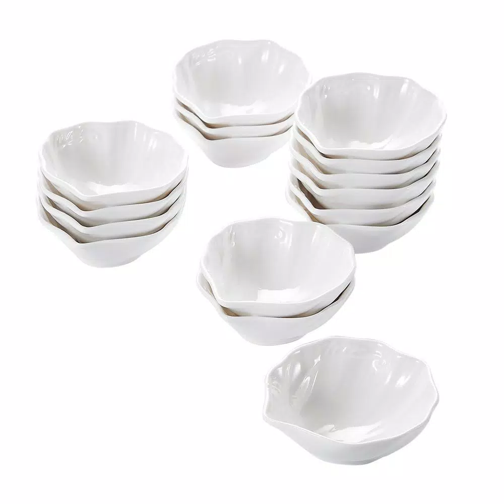 MALACASA 3.5 in. White Porcelain Ramekins Set, 16-Piece Ceramic Souffle Dishes and Serving Bowls