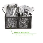 Mind Reader 4-Section Black Mesh Cutlery Caddy, Stainless Steel Flatware Organizer for Countertops thumbnail 5
