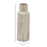 LITTON LANE 21 in. Classic Marble Cylinder White Ceramic Decorative Vase with Gray Veining thumbnail 6