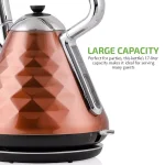 Ovente Cleo Collection 1.7L Copper Electric Kettle, 1500W Stainless Steel Tea Kettle with Auto Shut-Off thumbnail 3