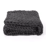 Noble House Marnie Dark Grey Acrylic Throw Blanket, Modern Solid Pattern thumbnail 1