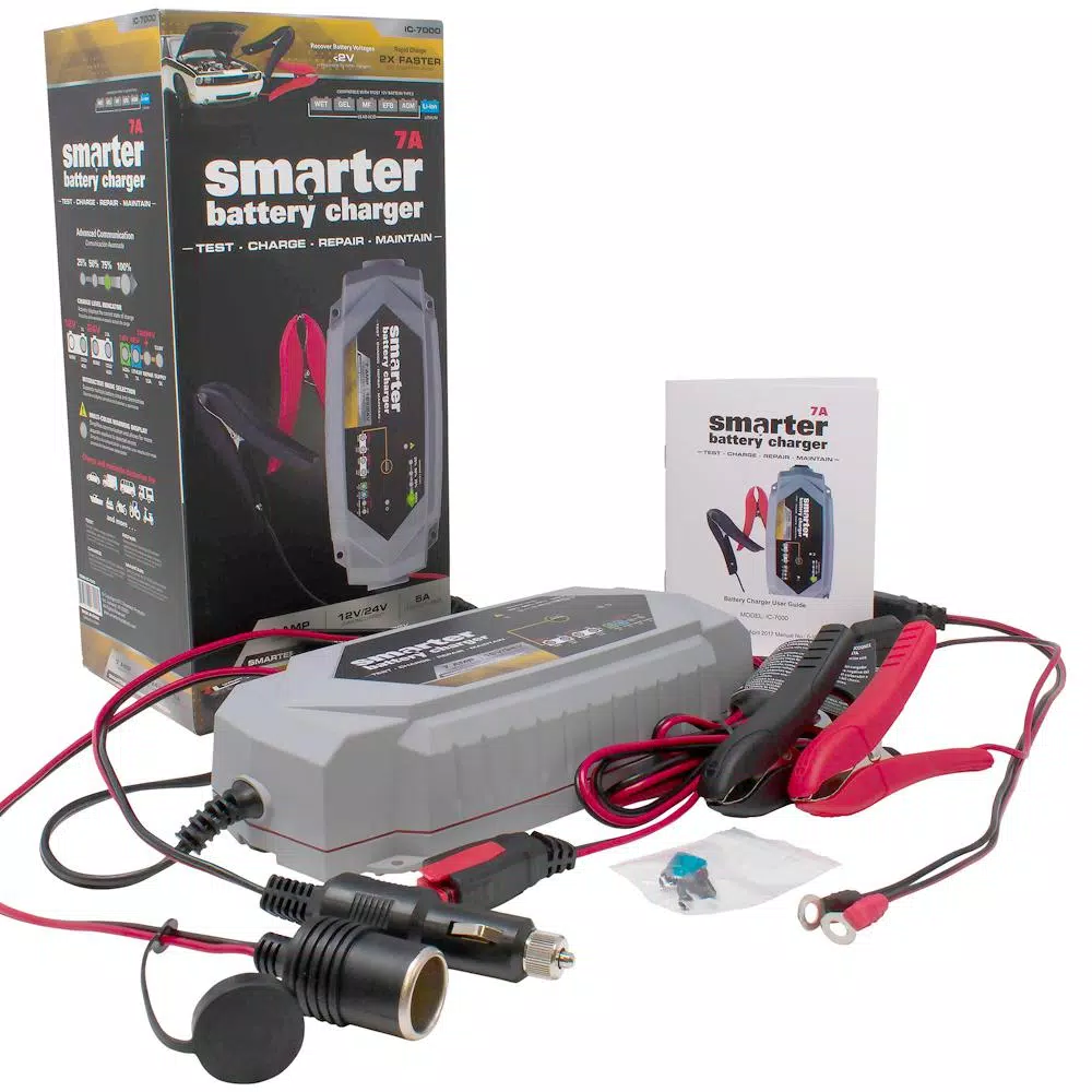 Smartech Products IC-7000 12V/24V 7A Smart Automotive Battery Charger, Maintainer & Repairer