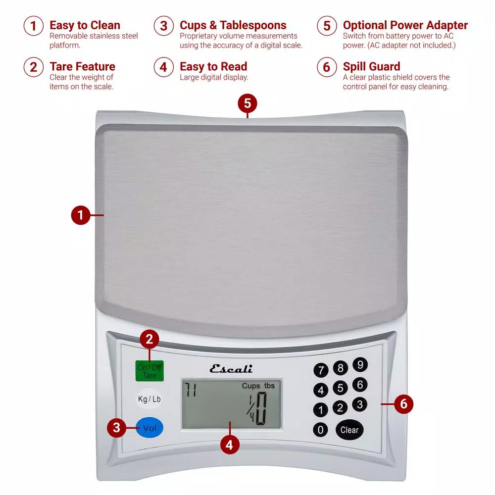 Escali Pana Digital Food Scale with Volume Measurement Mode