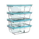 Classic Cuisine 8-Piece Borosilicate Glass Food Storage Container Set with Leak-Resistant Snap Lids thumbnail 1