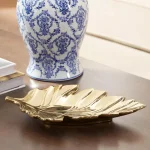 Home Decorators Collection Gold Ceramic Decorative Leaf Tray thumbnail 3