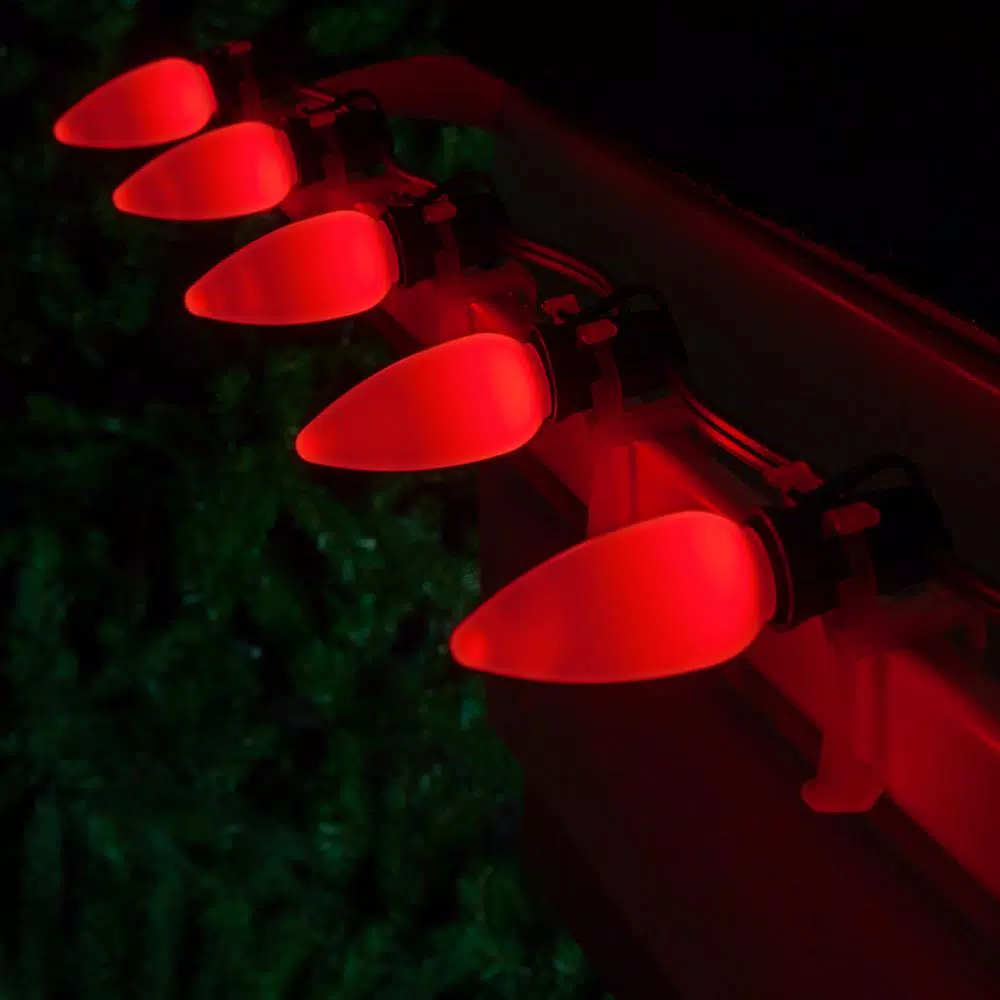 Wintergreen Lighting OptiCore C9 LED Red Smooth Opaque Christmas Light Bulbs, 25-Pack