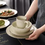 Vancasso 16-Piece Vintage Beige Porcelain Dinnerware Set - Service for 4 thumbnail 6