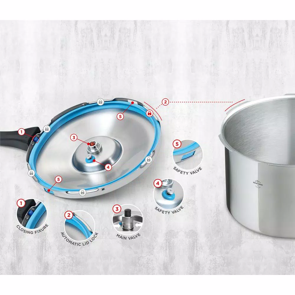Kuhn Rikon Duromatic 5.3 Qt. Stainless Steel Stovetop Pressure Cooker