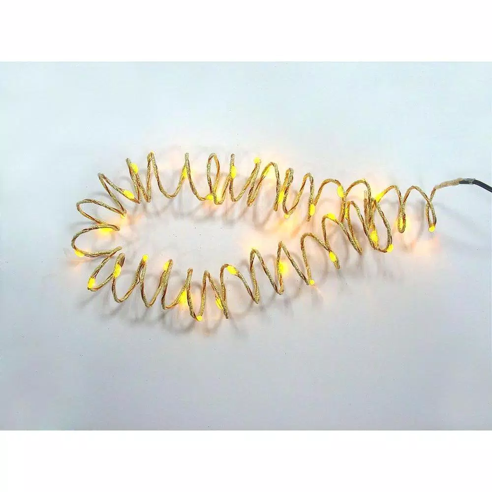 Starlite Creations 12 ft. Pre-Lit LED Gold Single Braided Garland, Battery Operated with Timer (Bundle of 2)