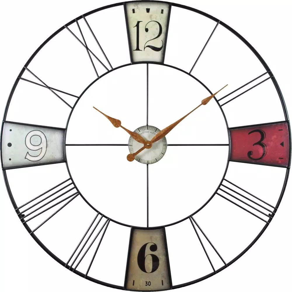 FirsTime 36 in. Multi-Color Vibrant Plaques Oversized Wall Clock
