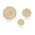 LITTON LANE Set of 3 Round Palm Wicker Basket Wall Trays - Beige and White Floral Star Design thumbnail 6