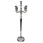 Benjara 48-Inch Silver Handcrafted Aluminum 5-Arm Candelabra with Fluted Tops thumbnail 1