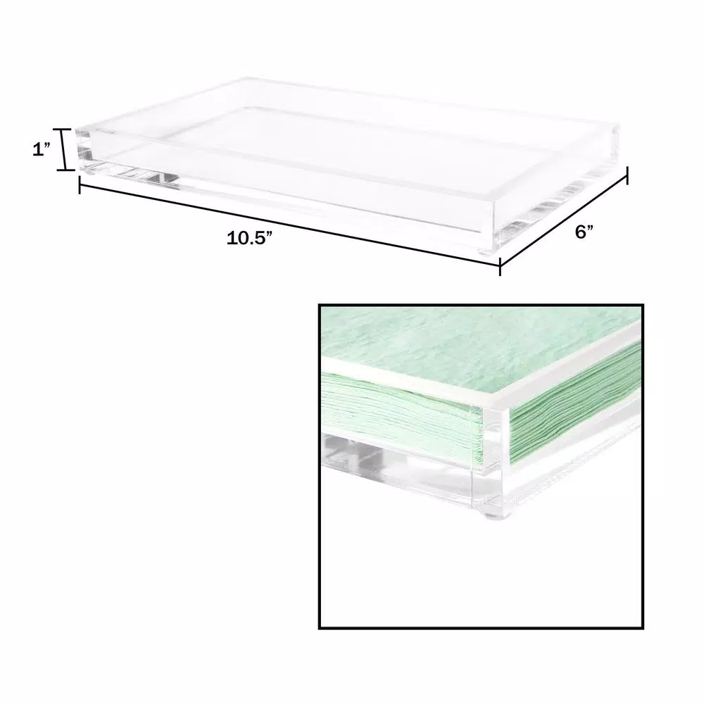 Lavish Home Minimalist Clear Acrylic Catch-All Decorative Tray, Rectangular Valet Tray
