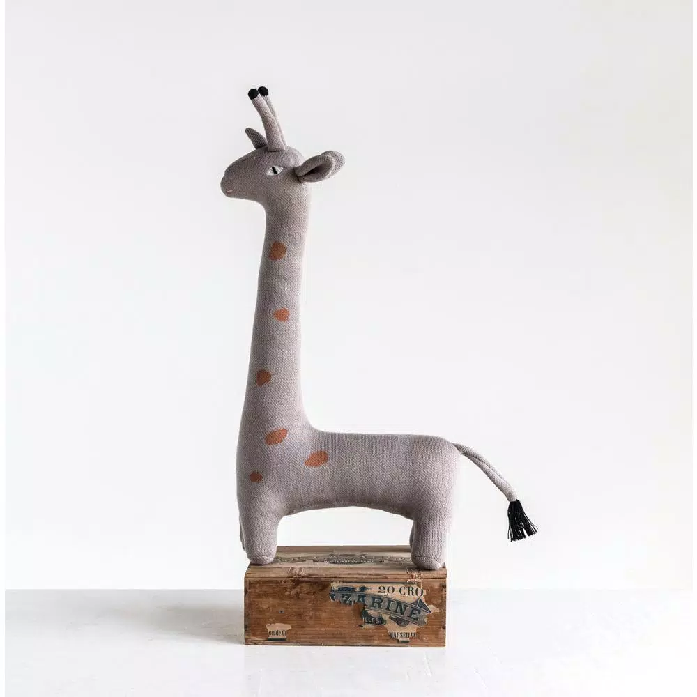 3R Studios Grey and Orange Giraffe Shaped Novelty Throw Pillow, 13 x 22 in.