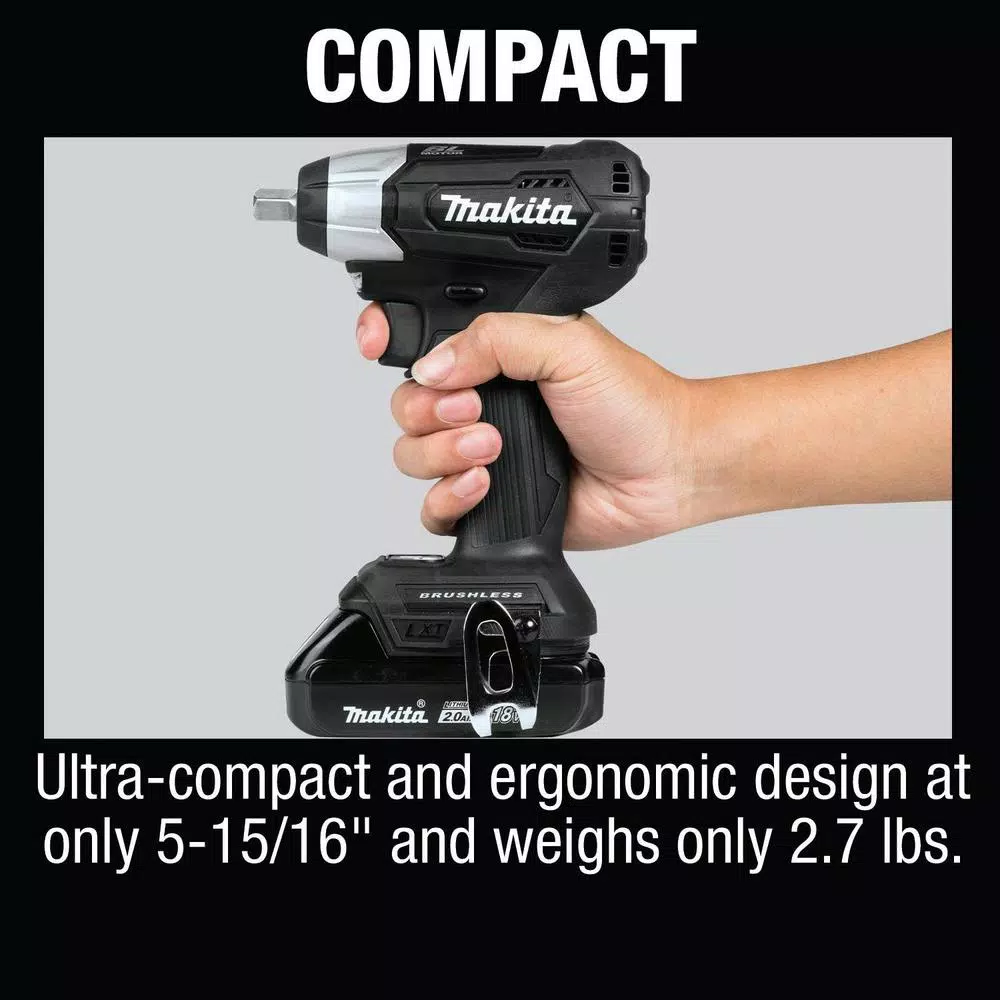 Makita 18V LXT Sub-Compact Brushless 1/2 in. Square Drive Impact Wrench Kit