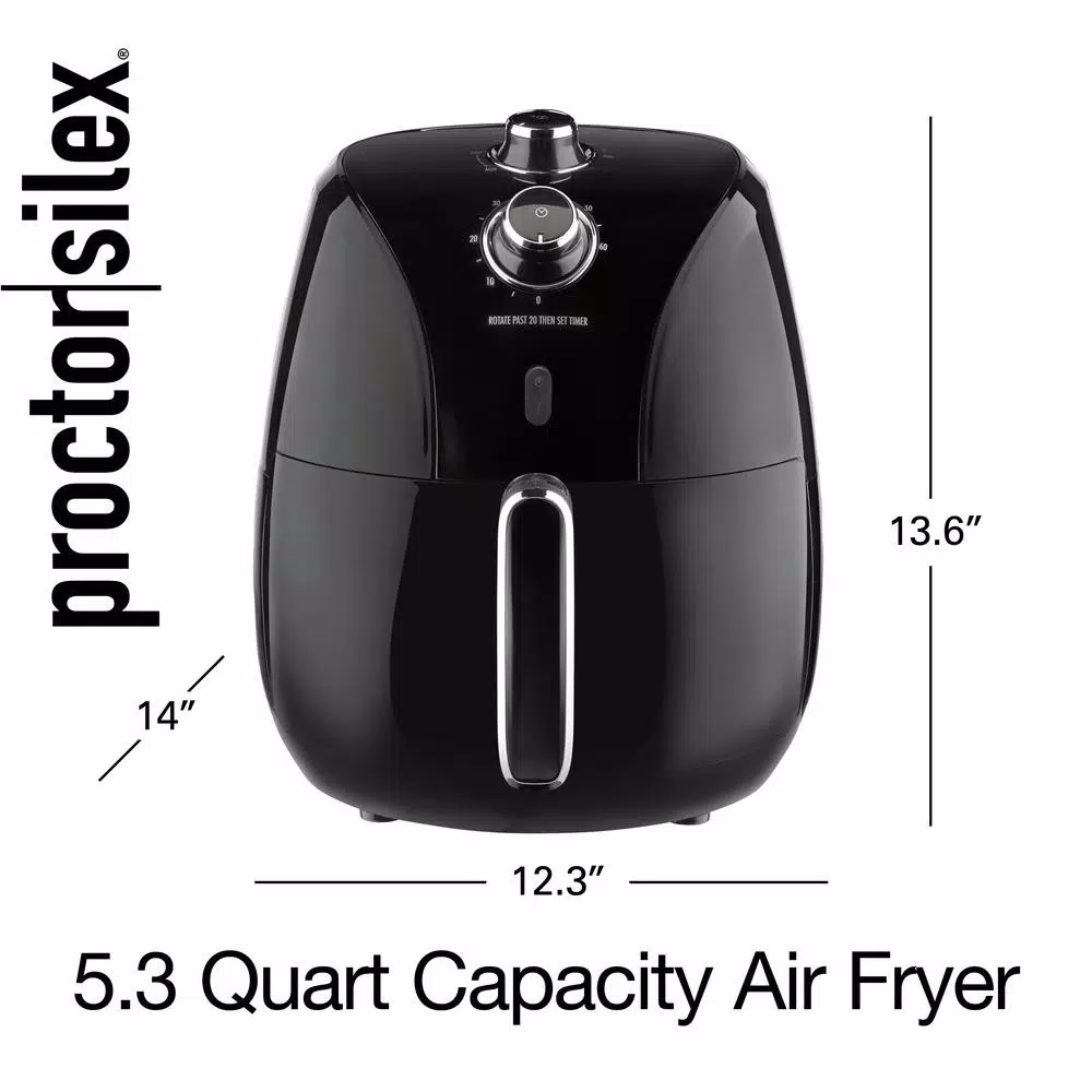 Proctor Silex 5.2 Qt. Black Air Fryer with 60-Minute Timer and 1700W Power