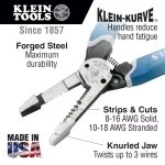 Klein Tools Klein-Kurve Heavy Duty Wire Stripper, Forged Steel, 8-16 AWG thumbnail 2