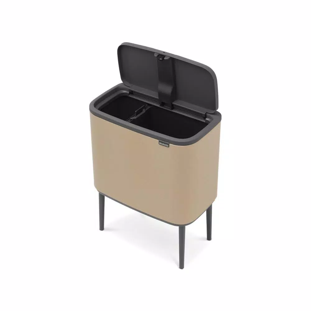 Brabantia Bo Touch Bin 9.5 Gal. Dual Compartment Gold Steel Rectangular Touch Trash Can