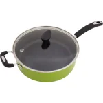 Hampton Bay Ozeri Green Earth 5.3 qt. Aluminum Ceramic Nonstick Sauce Pan with Glass Lid, Green thumbnail 2