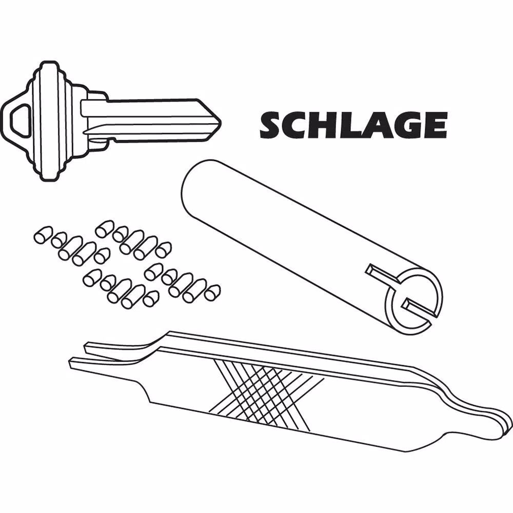 Prime-Line Re-Key A Lock Kit for Schlage Type C, 5-Pin Tumbler Set with 3 Pre-cut Keys