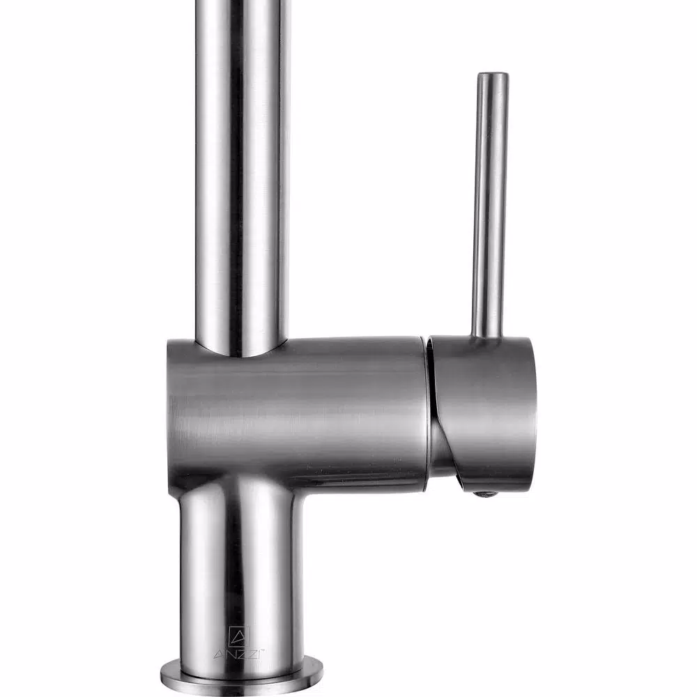 ANZZI Carriage Single Handle Kitchen Faucet, Brushed Nickel, Modern Deck Mount