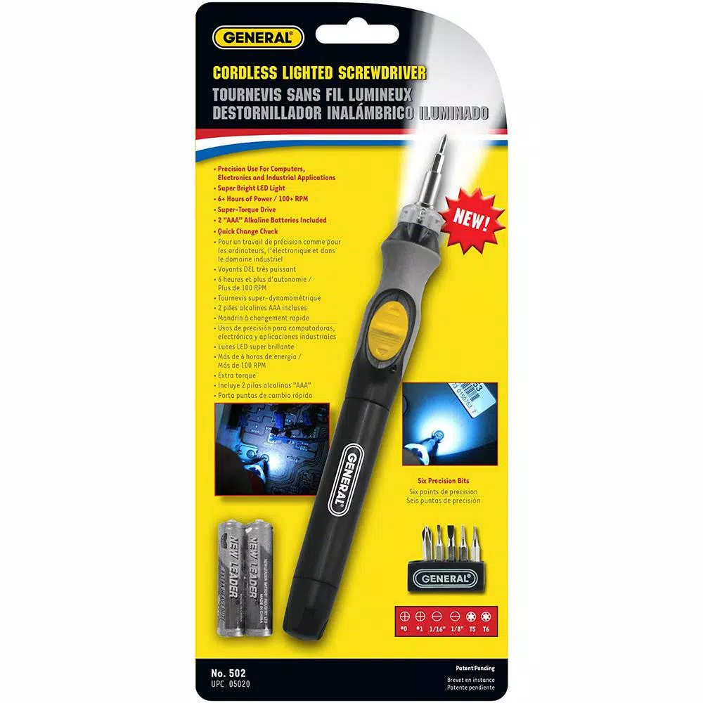 General Tools 10 in. LED Lighted Cordless Precision Power Screwdriver with 6 Bits