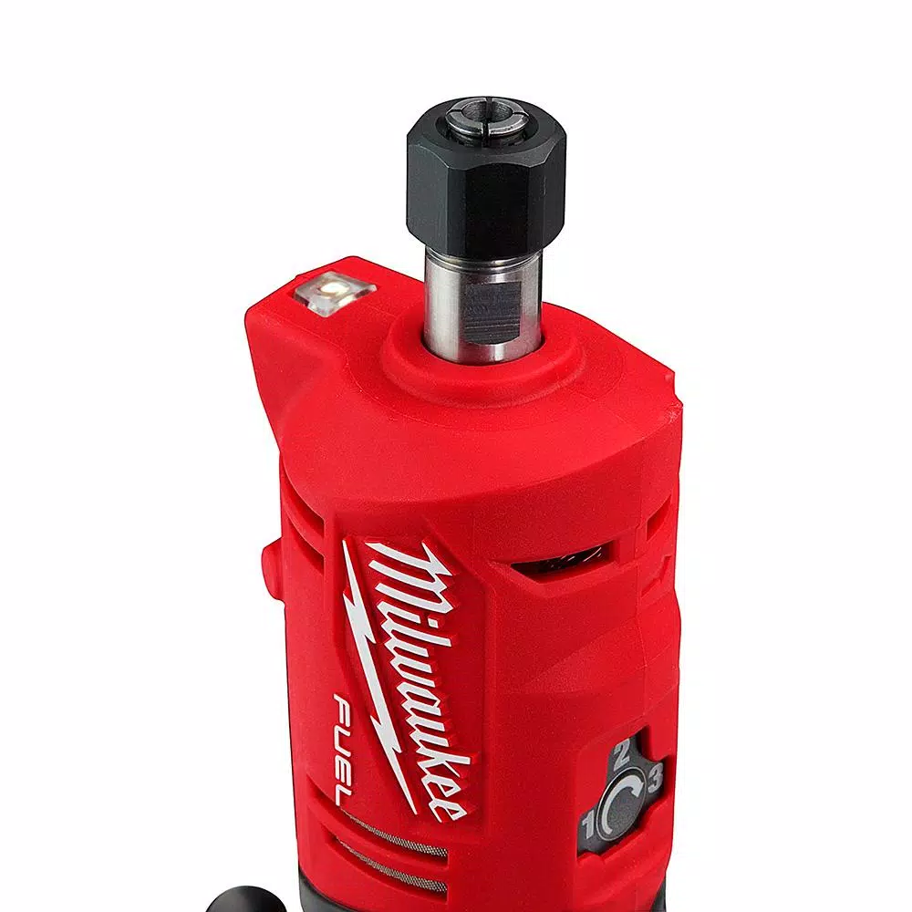 Milwaukee M12 FUEL 1/4 in. Brushless Cordless Straight Die Grinder Kit with Two 2.0 Ah Batteries
