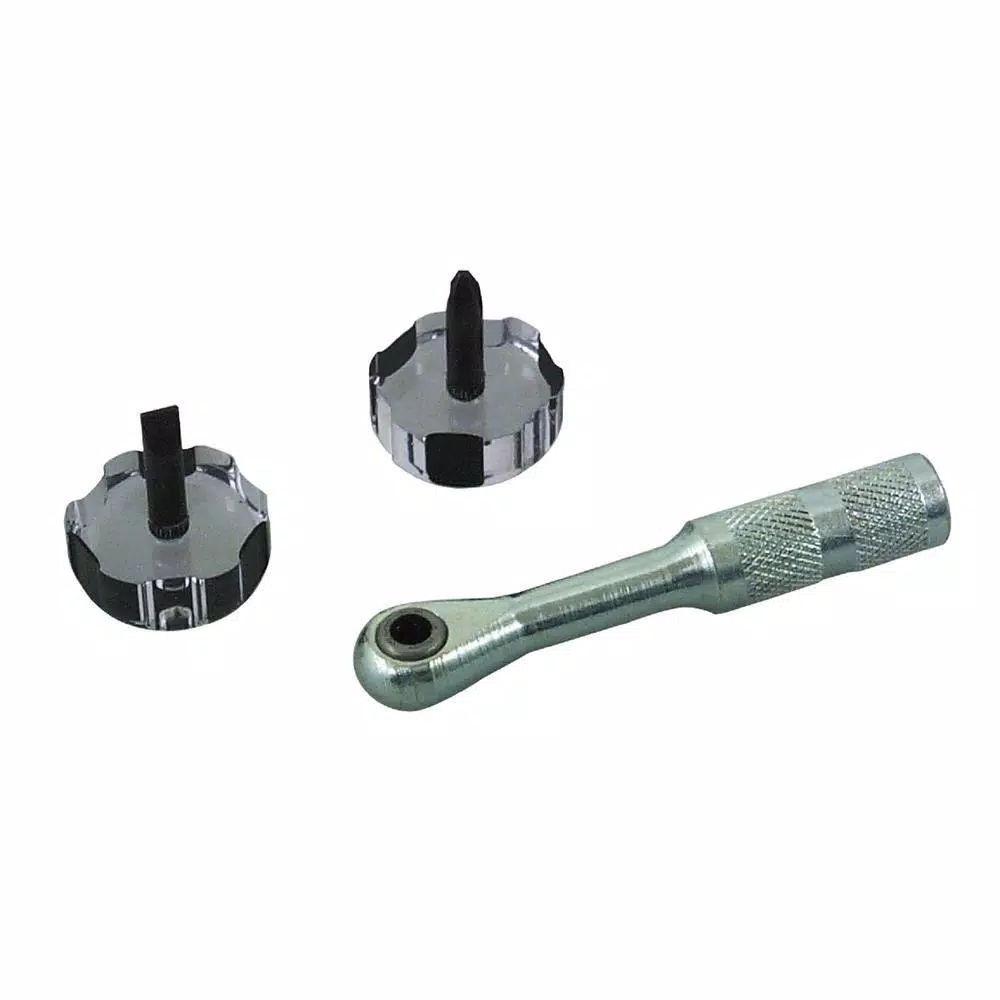 Lisle Ratcheting Right Angle Screwdriver with Straight Slot and #2 Phillips Bits