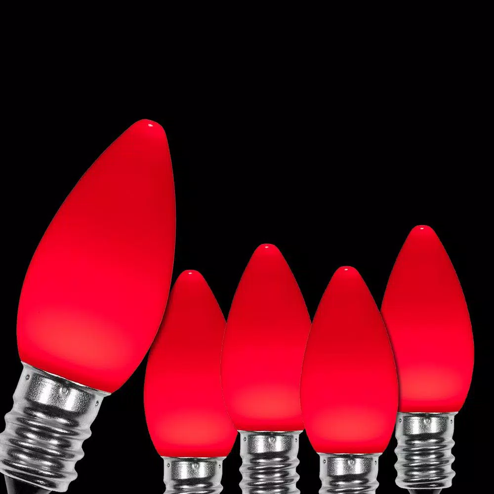 Wintergreen Lighting OptiCore C7 LED Red Smooth Opaque Christmas Light Bulbs, 25-Pack