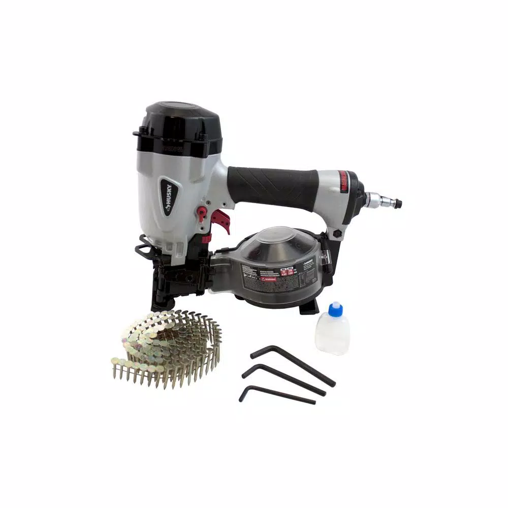 Husky 15-Degree 1-3/4 in. Coil Roofing Nailer, Pneumatic Air Powered